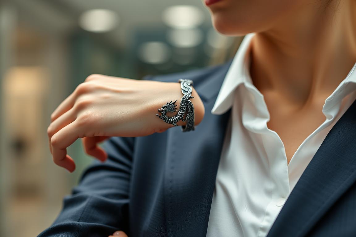 Dragon Pattern Bracelet jako subtelny dodatek do stroju biznesowego