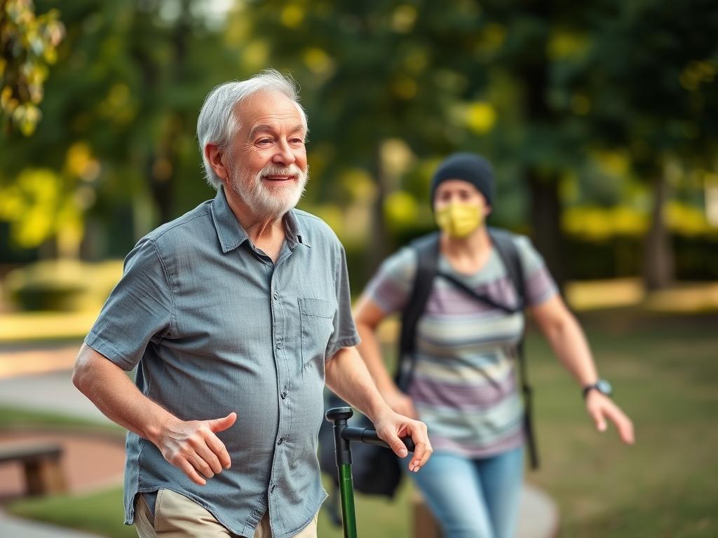 Senior korzystający z Flexoni dla zdrowia stawów