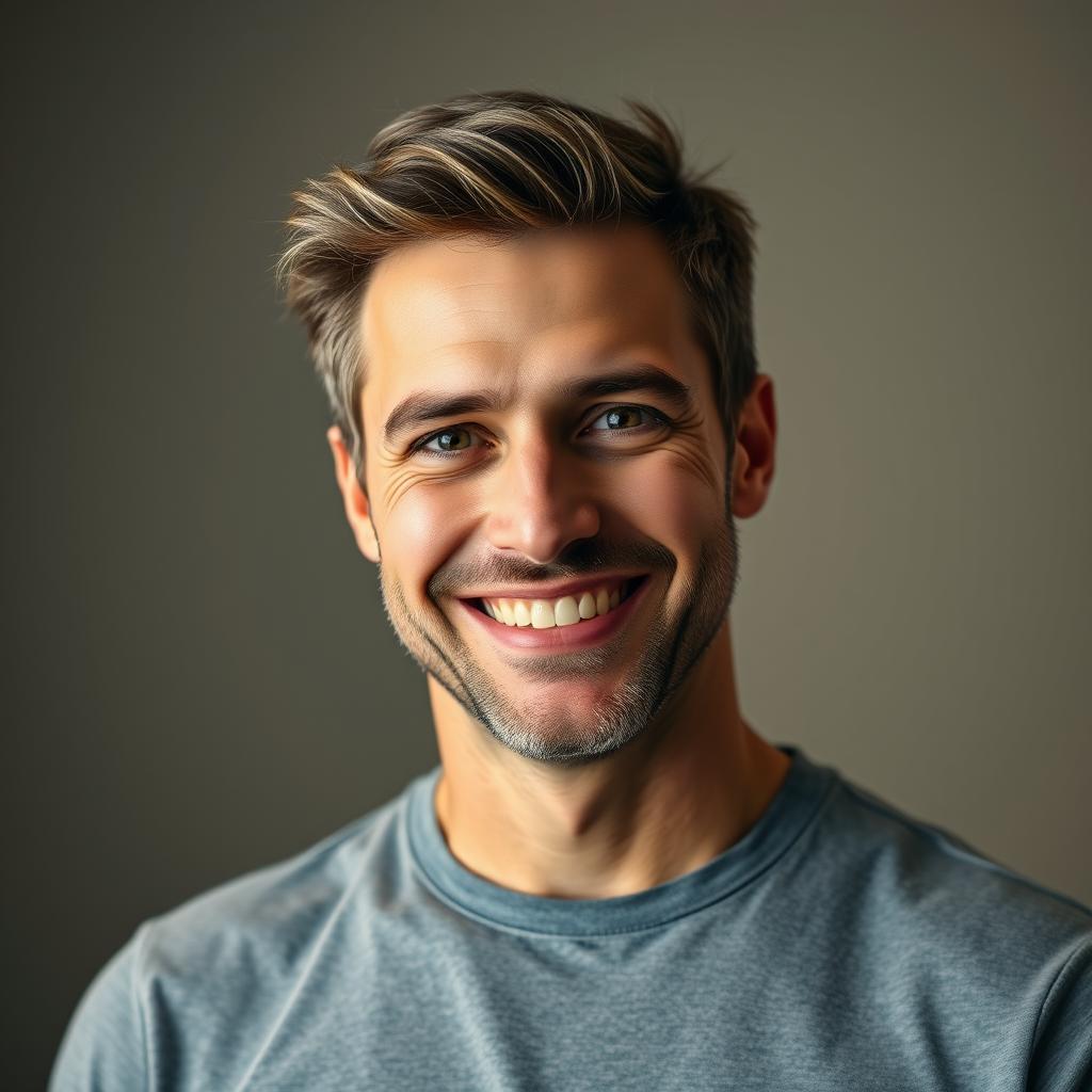 Mężczyzna z pewnym siebie uśmiechem symbolizujący zwiększoną pewność siebie po użyciu Formelan