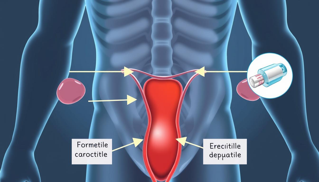 Schemat działania żelu Formelan na męski układ rozrodczy