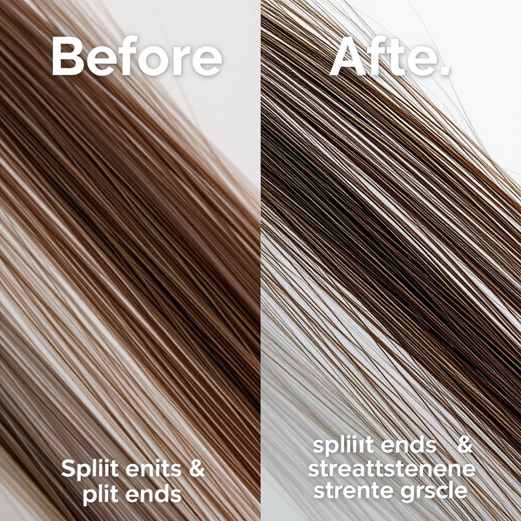 Mikroskopowe porównanie włosa przed i po zastosowaniu Kerastia