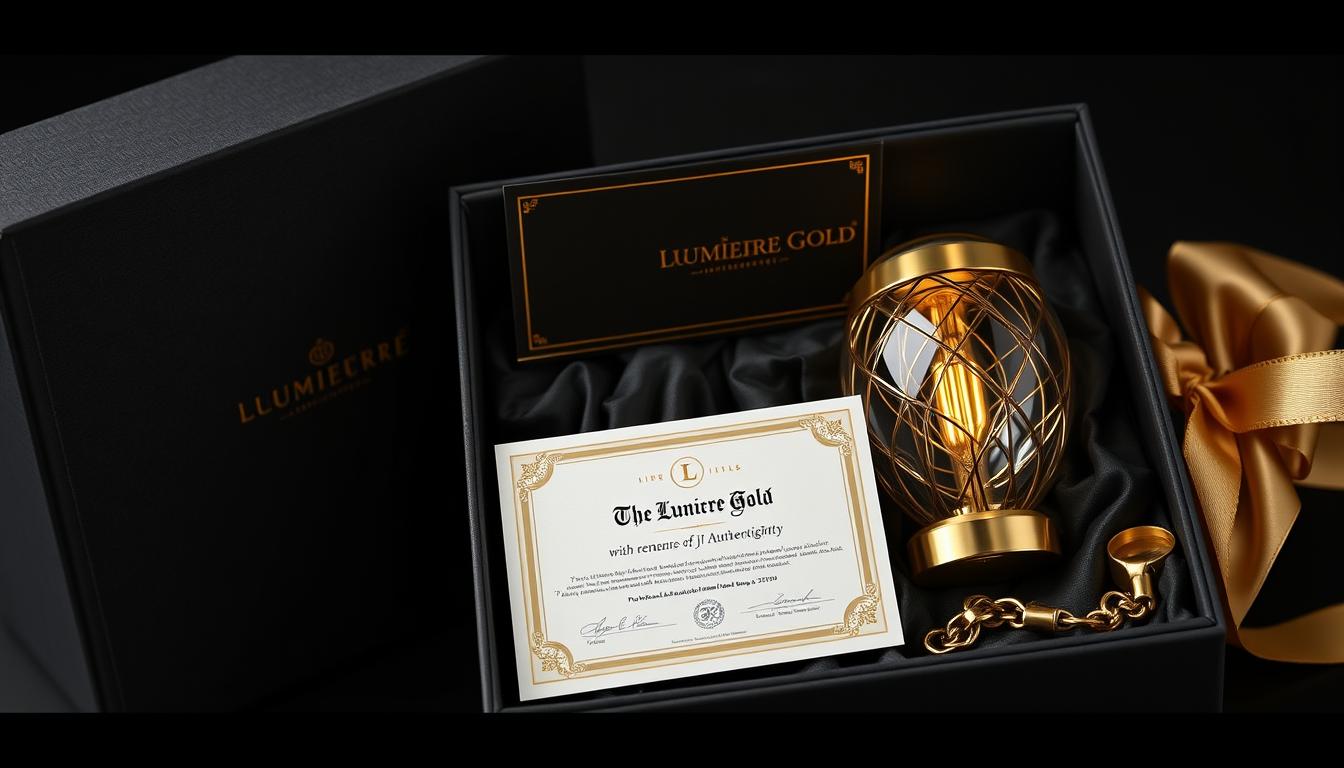 Lumiere Gold w eleganckim opakowaniu prezentowym z certyfikatem