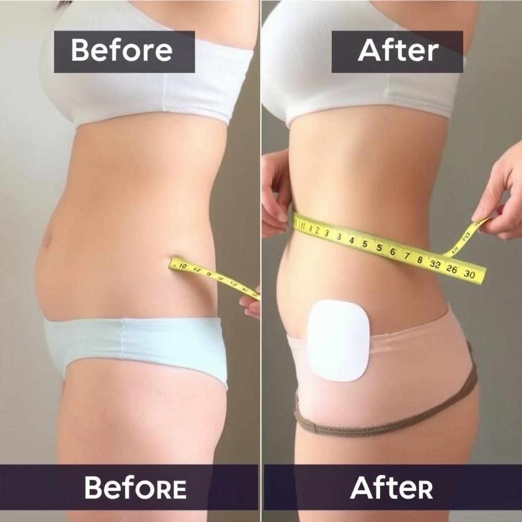 Person showing reduced waistline after using Natural Slimin Patches