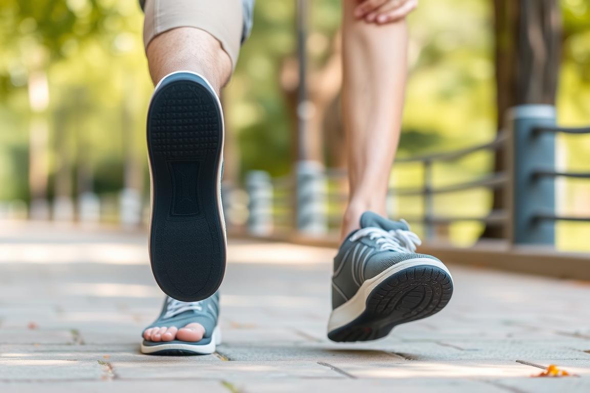 Senior korzystający z Plantillas Magnetic dla poprawy komfortu chodzenia