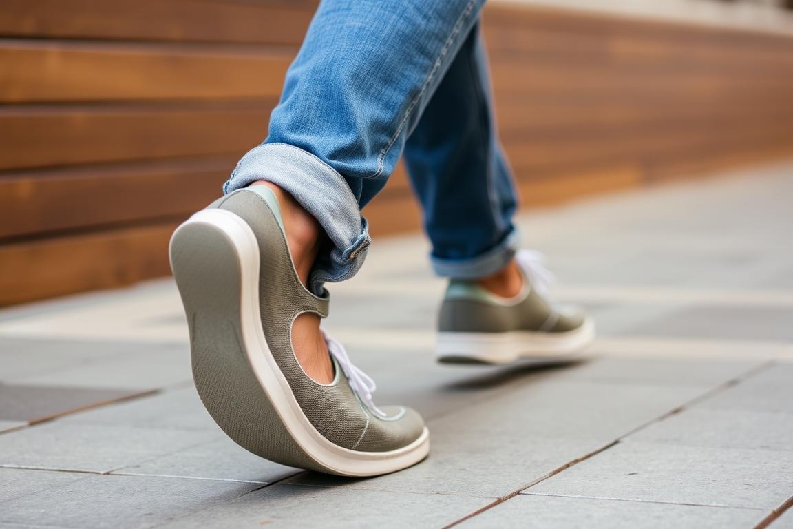 Osoba używająca wkładek Promagnesol podczas chodzenia