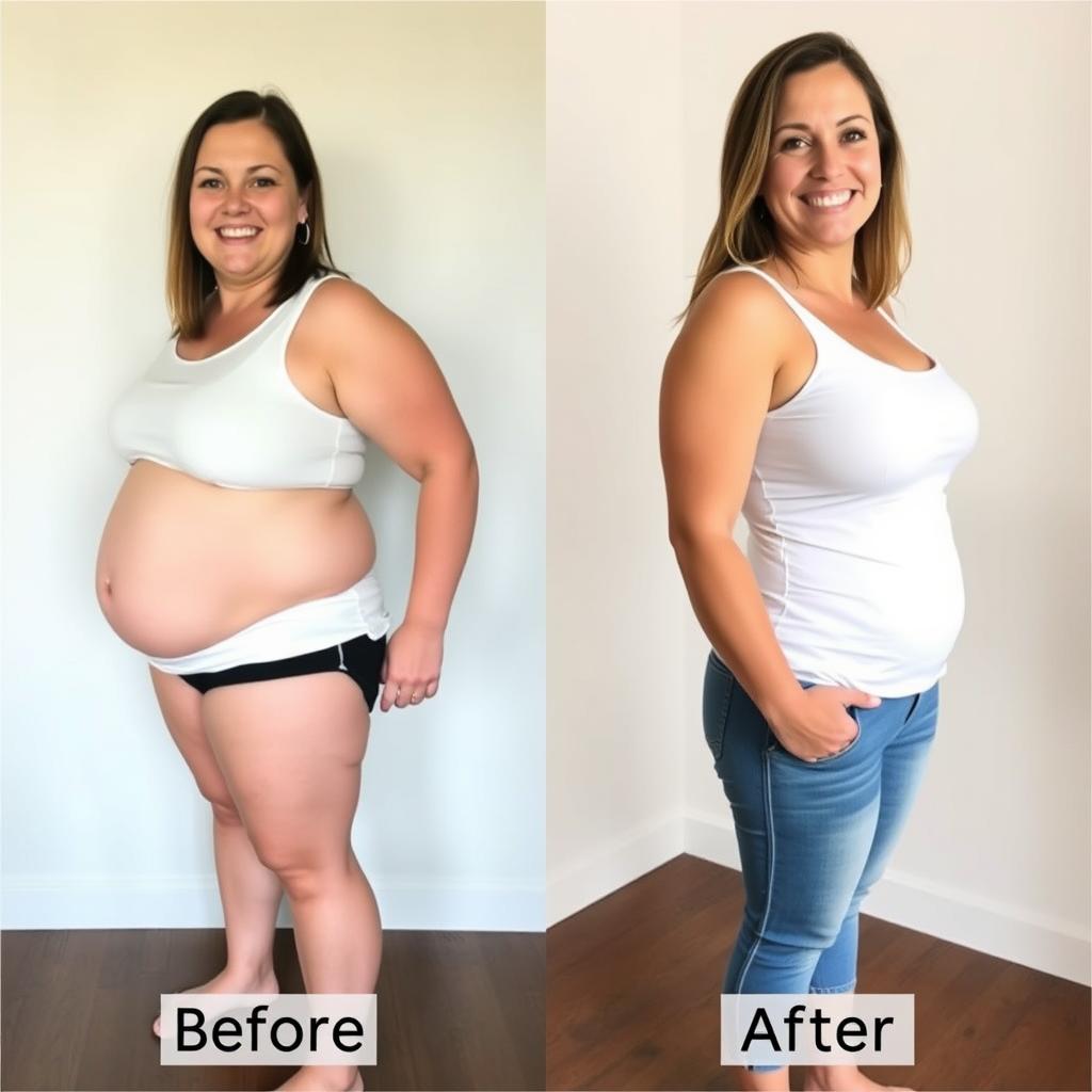 Zdjęcie Joanny przed i po kuracji Slimella FIT